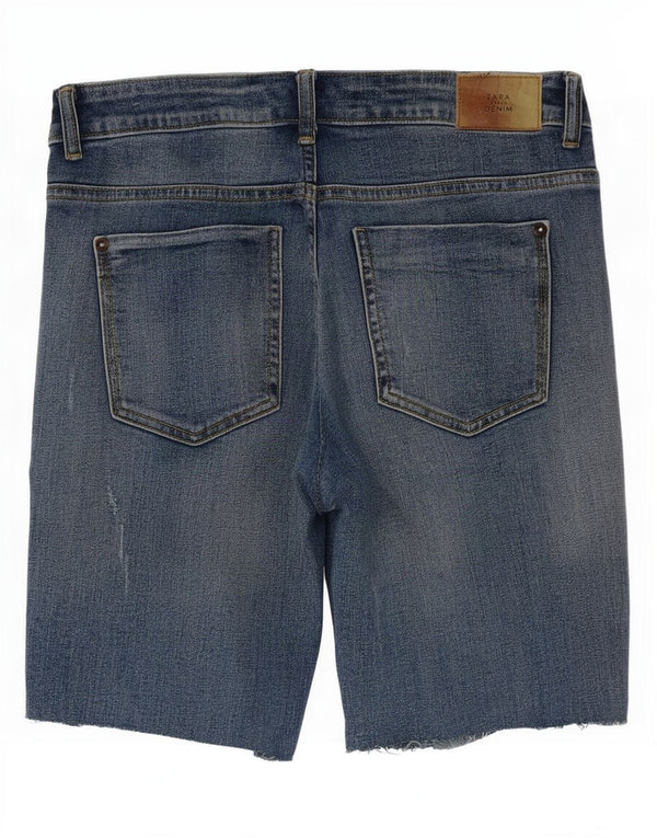 Zara Womens Distressed Denim Shorts EU 38 Small W28 Blue Cotton