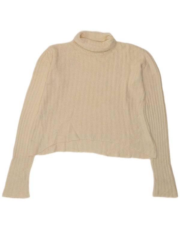 Dolce & Gabbana Dame Crop Roll Neck Jumper Sweater UK 14 Large Off White