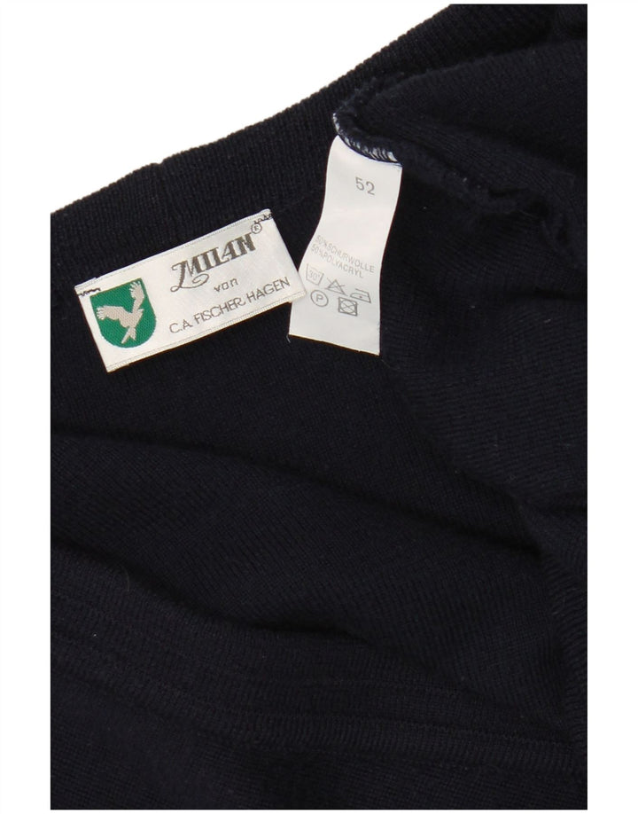 Milan Herre Cardigan Sweater EU 52 Large Navy Blue Virgin Wool