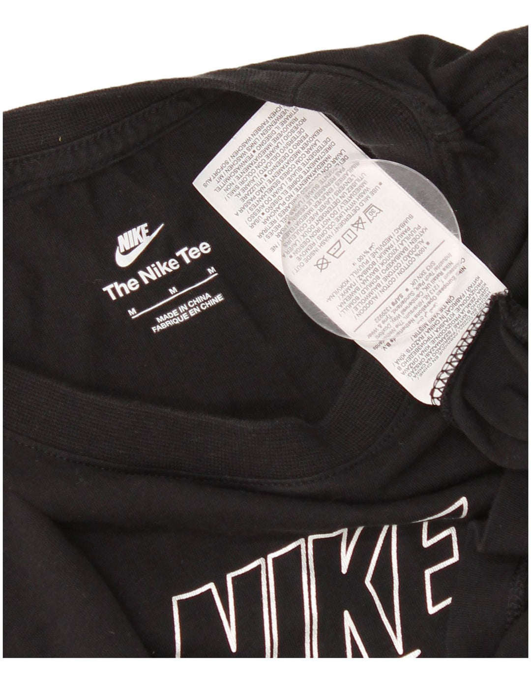 Nike Grafisk T-Shirt Top UK 14 Medium Sort Bomuld