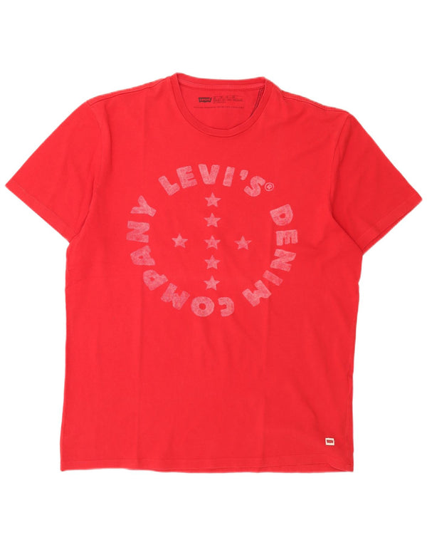 Levi's Herre Standard Fit Grafisk T-Shirt Top XL Rød Bomuld