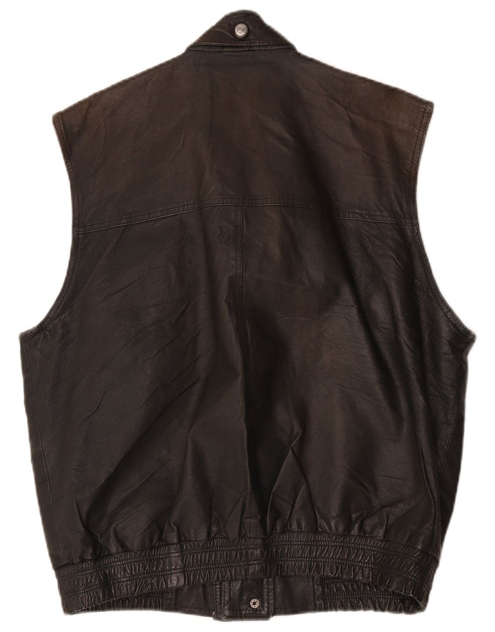 Vintage herre læder Gilet IT 52 XL sort læder