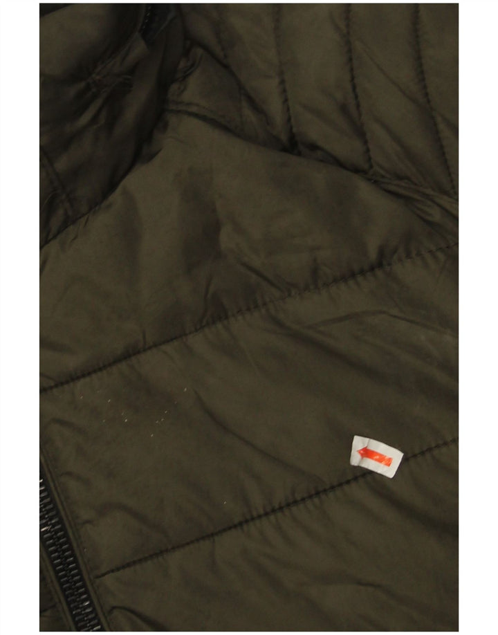 Zara Herre hættepolstret jakke UK 40 Stor Khaki Nylon