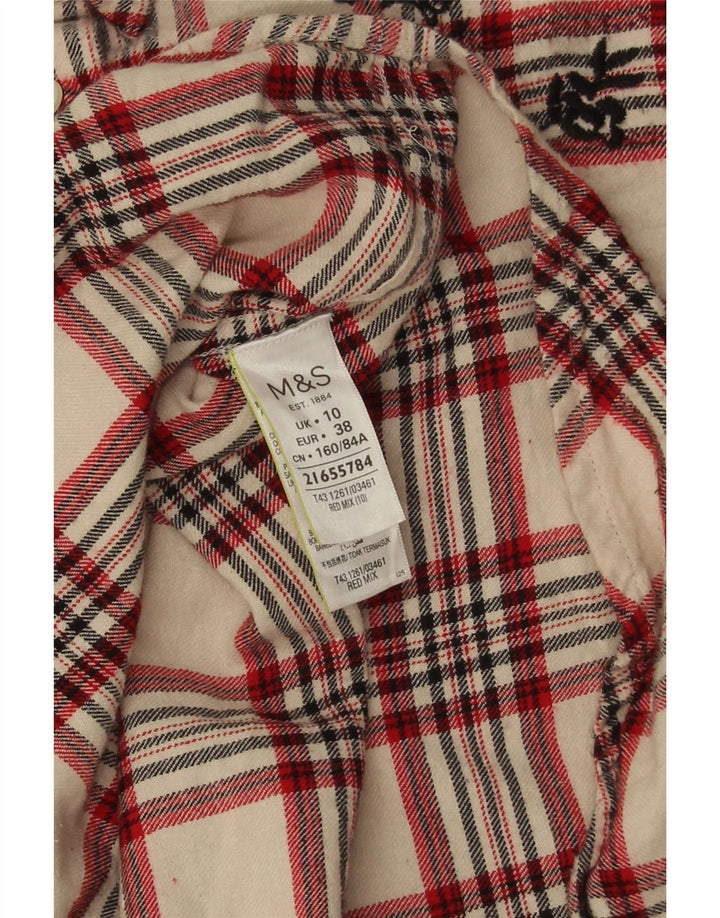 Marks & Spencer Dame Oversized Flanell Shirt UK 10 Small Beige Check