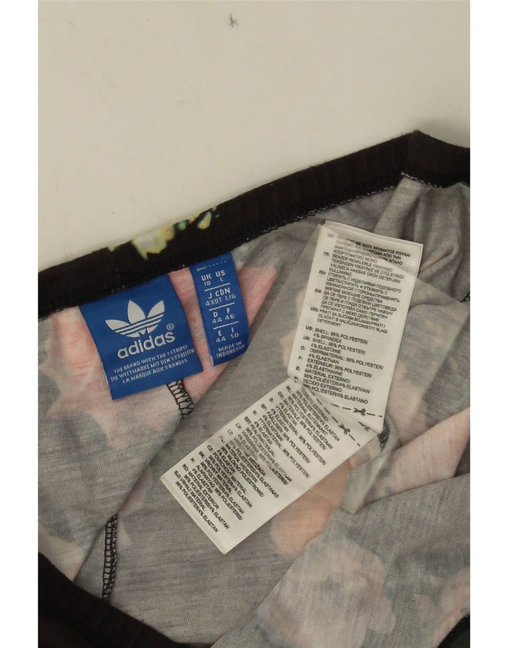 Adidas Dame Leggings UK 18 XL Sort Floral Polyester