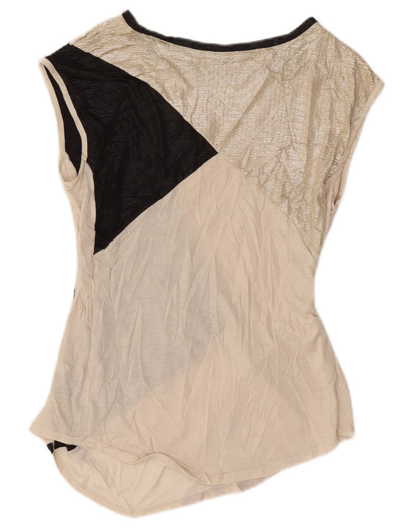 Oasis Dame Ærmeløs Oversized bluse Top UK 10 Small Gold Colourblock