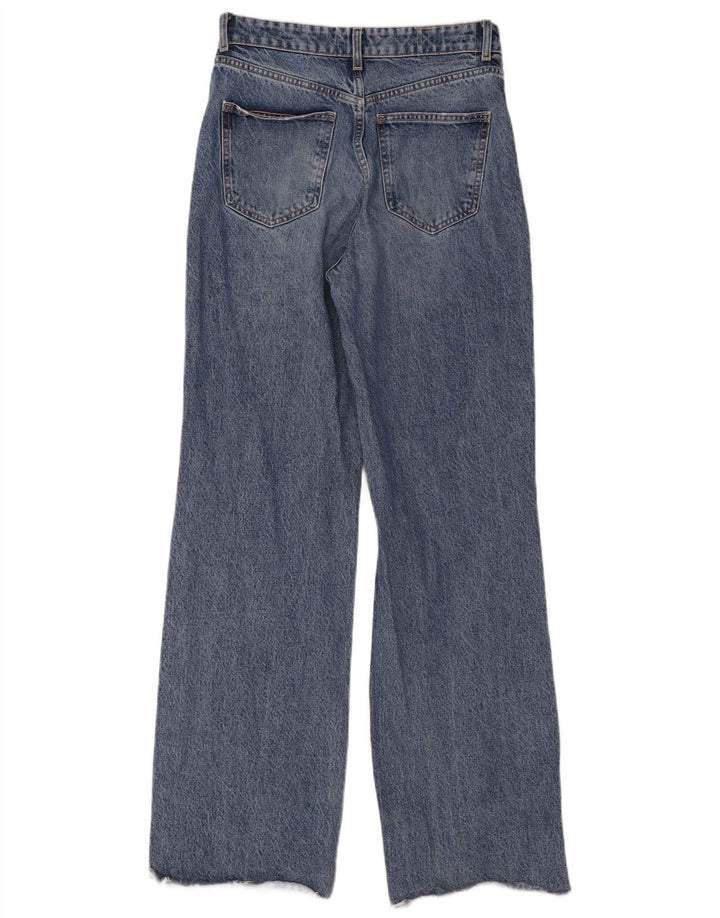 Zara Dame Jeans med brede ben EU 40 Medium W30 L33 Blå Bomuld