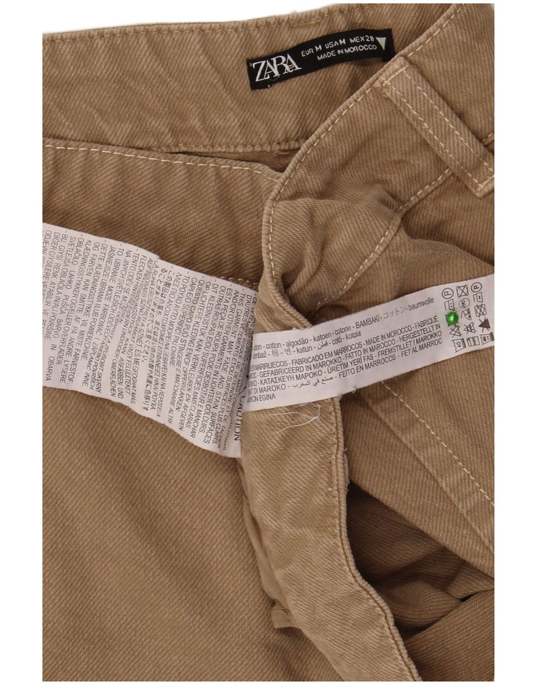 Zara Dame Cargo Bukser Medium W28 L30 Beige Bomuld