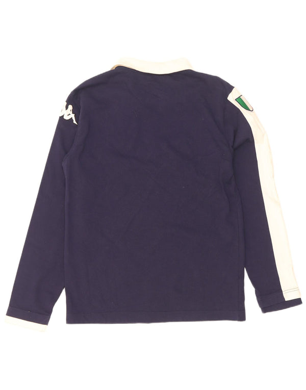 Kappa Herre Grafisk Rugby Polo Shirt Medium Navy Blue Colourblock