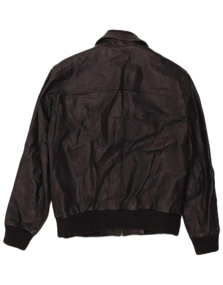 Vintage Bomber Læderjakke til mænd IT 50 Stor Sort