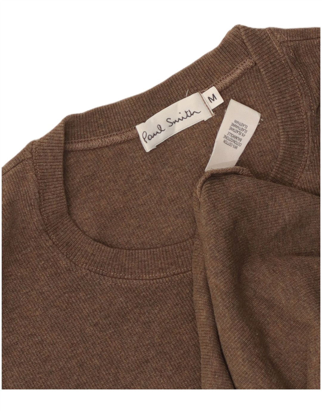 PAUL SMITH Dame T-Shirt Top UK 14 Medium Brun Bomuld