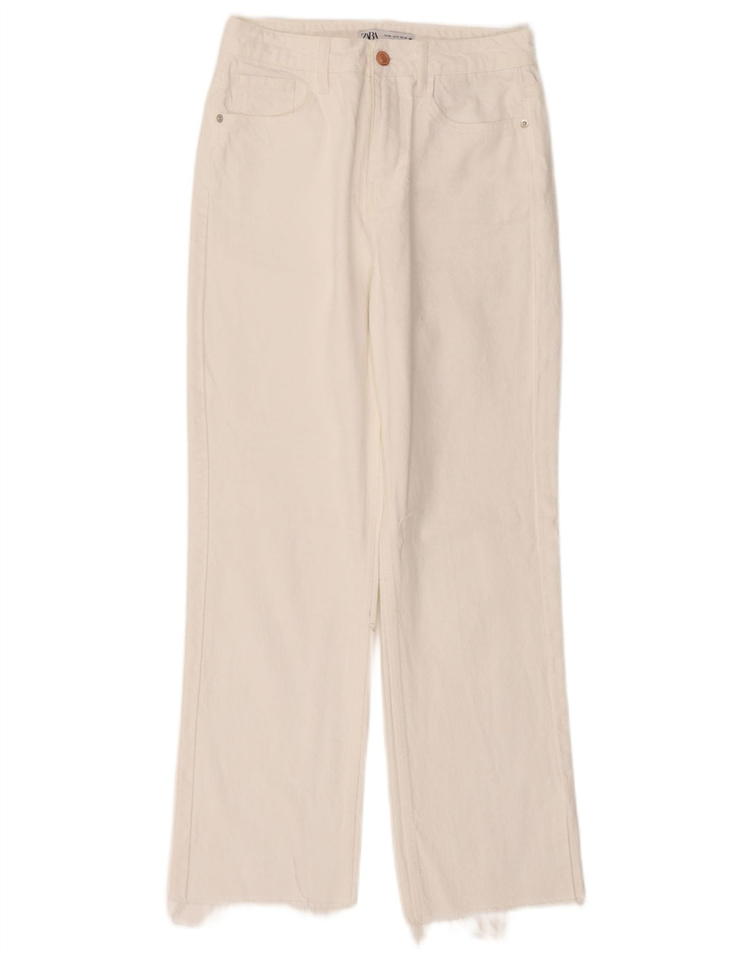 Zara Dame Straight Jeans EU 38 Small W28 L28 Hvid Bomuld