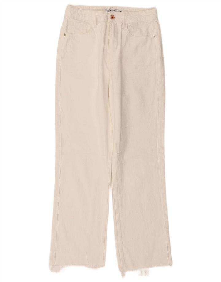 Zara Dame Straight Jeans EU 38 Small W28 L28 Hvid Bomuld