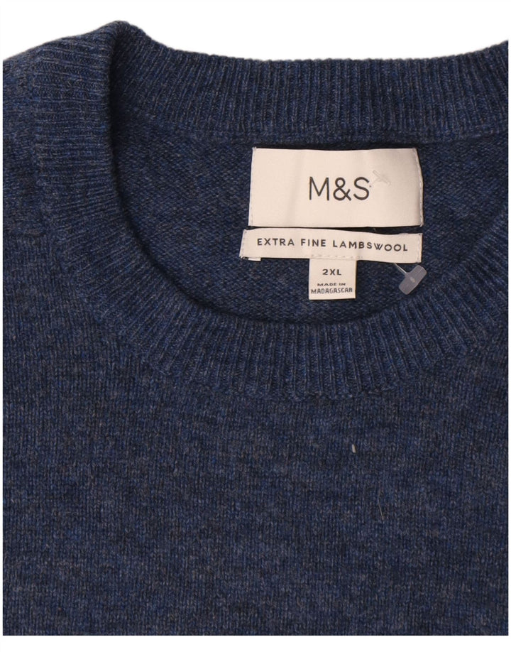 Marks & Spencer Herre sweater med rund hals 2XL Navy Blue Flecked
