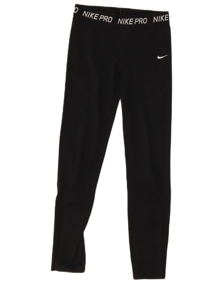 Nike Dame Grafiske Leggings UK 8 Small Black Polyester