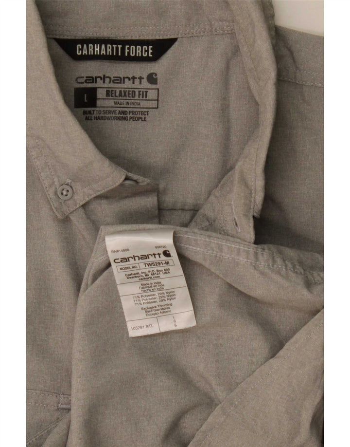 Carhartt Herre Relaxed Fit skjorte, stor grå polyester