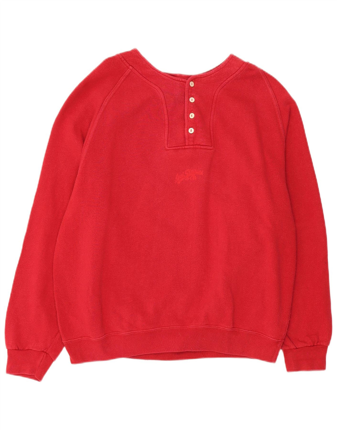 Levi's Dame Oversized Button Neck Sweatshirt Jumper UK 16 Large Red