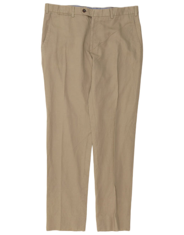 Massimo Dutti Herre Slim Chino Bukser EU 42 Large W34 L34 Beige Bomuld