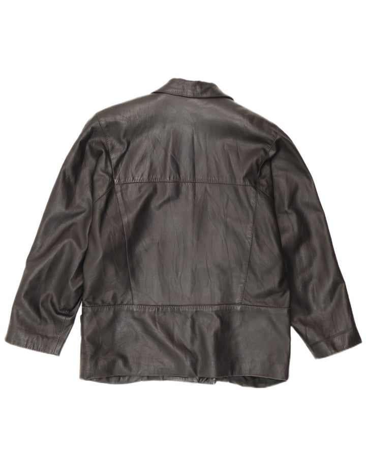 Vintage dame læder 2-knaps blazerjakke IT 44 Medium Sort