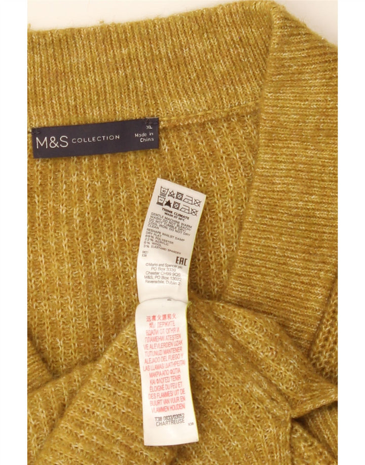 MARKS & SPENCER Womens Oversized V-Neck Jumper Sweater UK 18 XL Gold Vintage Marks & Spencer and Second-Hand Marks & Spencer from Messina Hembry 