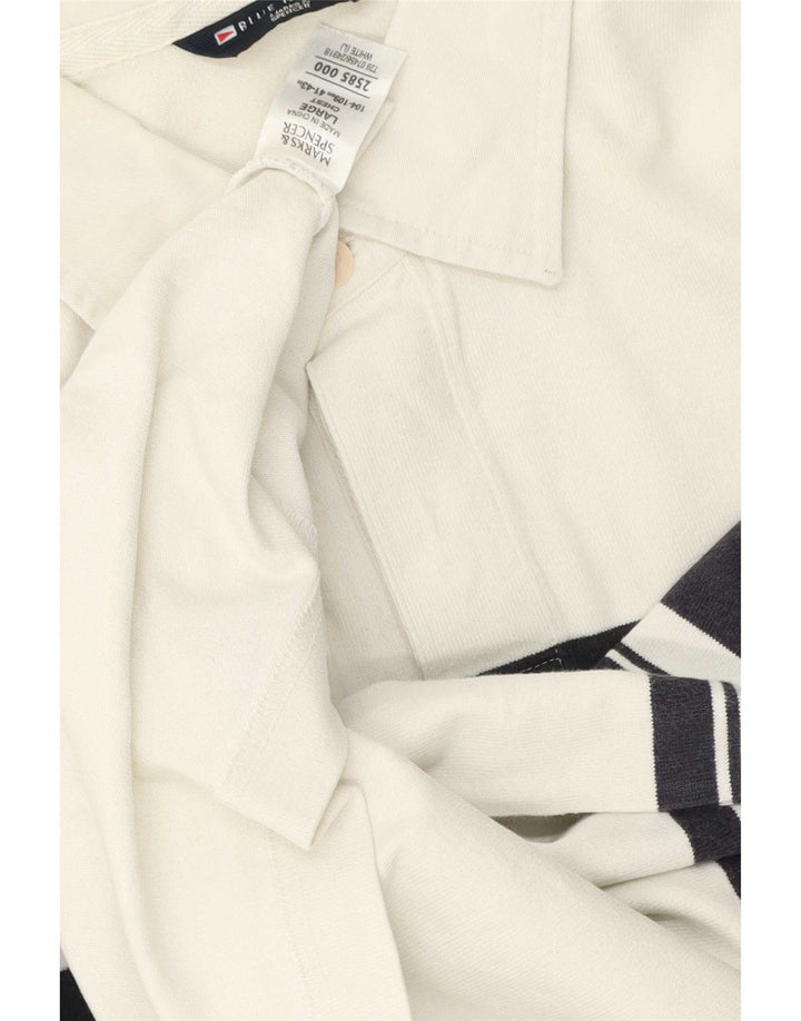 Marks & Spencer Herre Blue Harbor Polo Shirt Large White Colourblock
