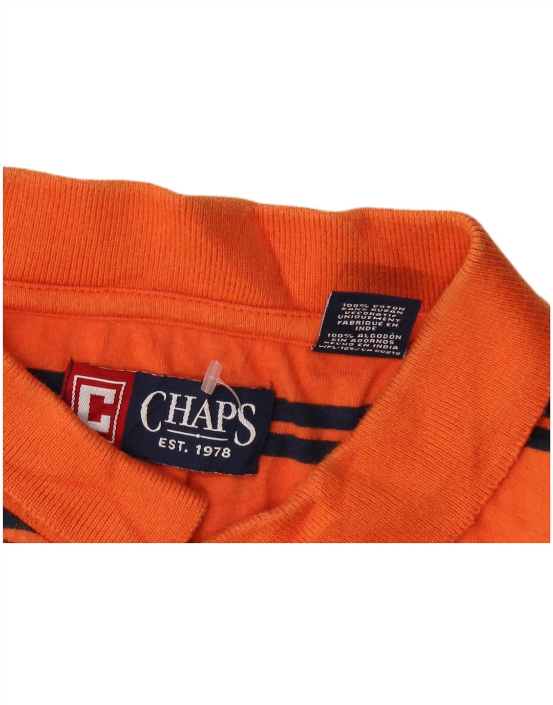 CHAPS Mens Polo Shirt 2XL Orange Striped Cotton