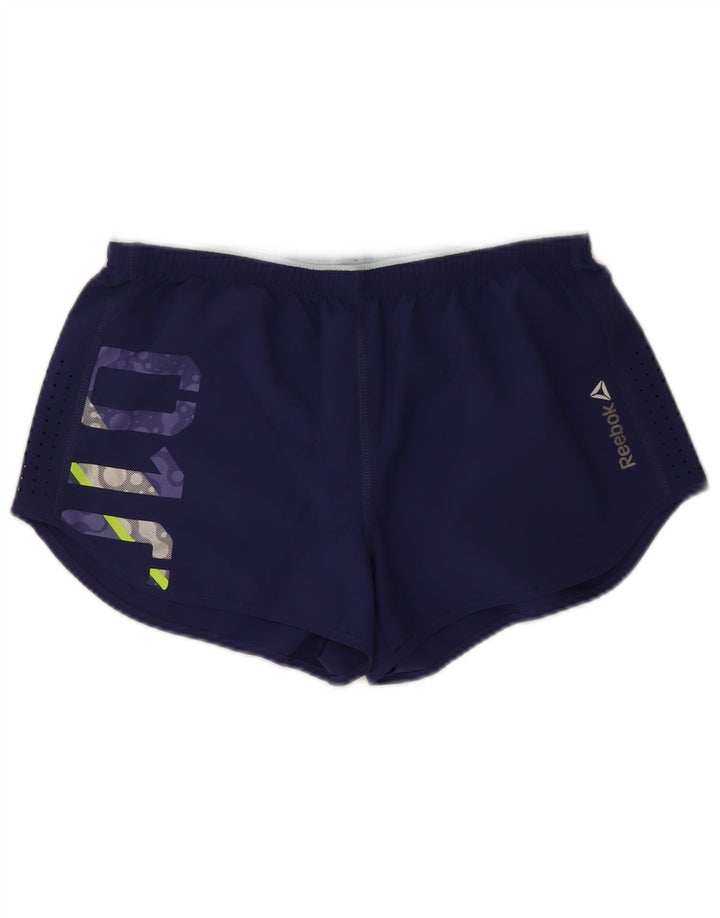 Reebok Womens grafiske sportsshorts UK 10 Small Navy Blue Polyester
