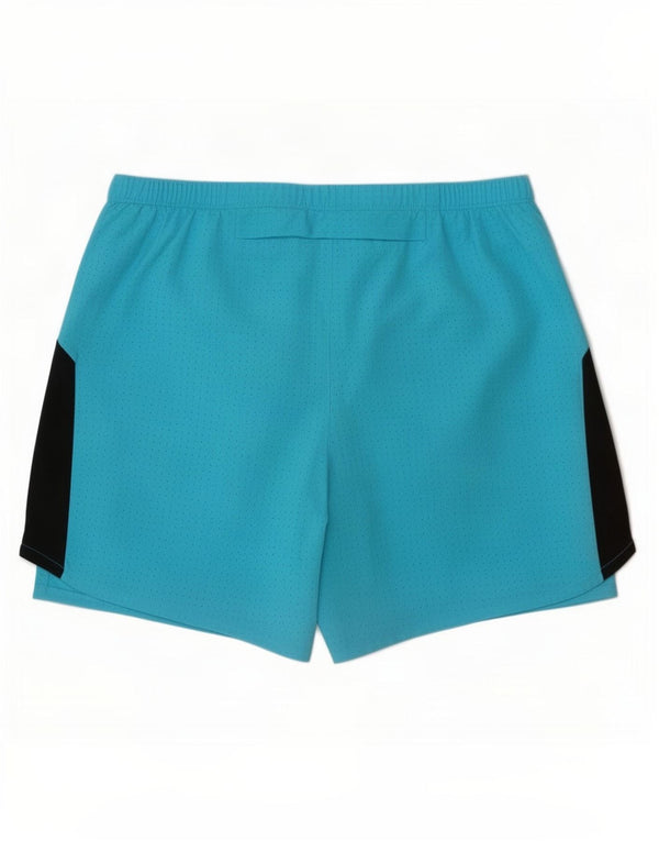 Nike Dame Dri Fit grafiske sportsshorts UK 8 Small Blue Colourblock