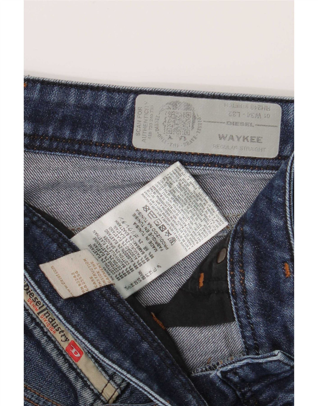 Diesel Herre Waykee Regular Straight Jeans W34 L28 Blå Bomuld