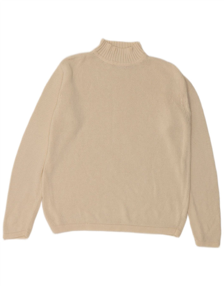 Eddie Bauer Herre Turtle Neck Jumper Sweater Medium Off White Bomuld