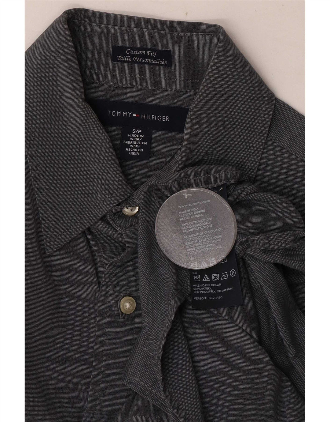 Tommy Hilfiger Herre Custom Fit skjorte lille marineblå bomuld