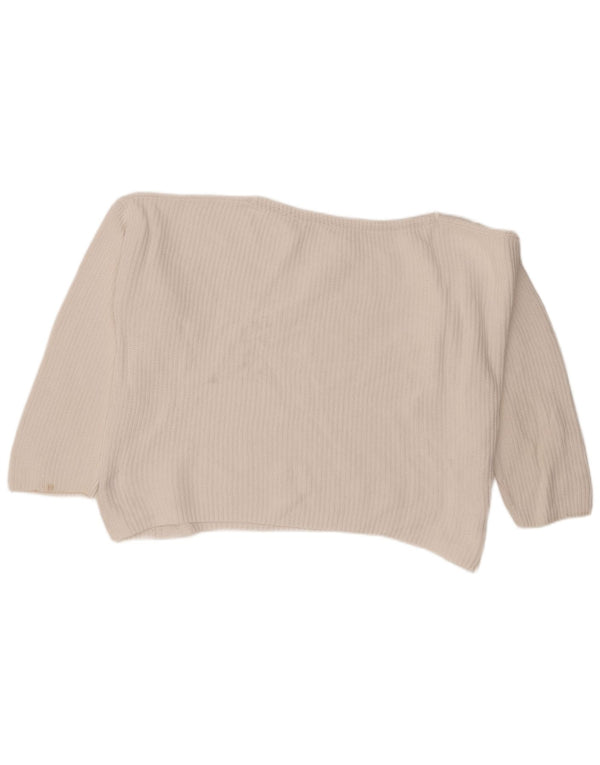 Tommy Hilfiger Womens Crop Boat Neck Jumper Sweater UK 14 Medium White