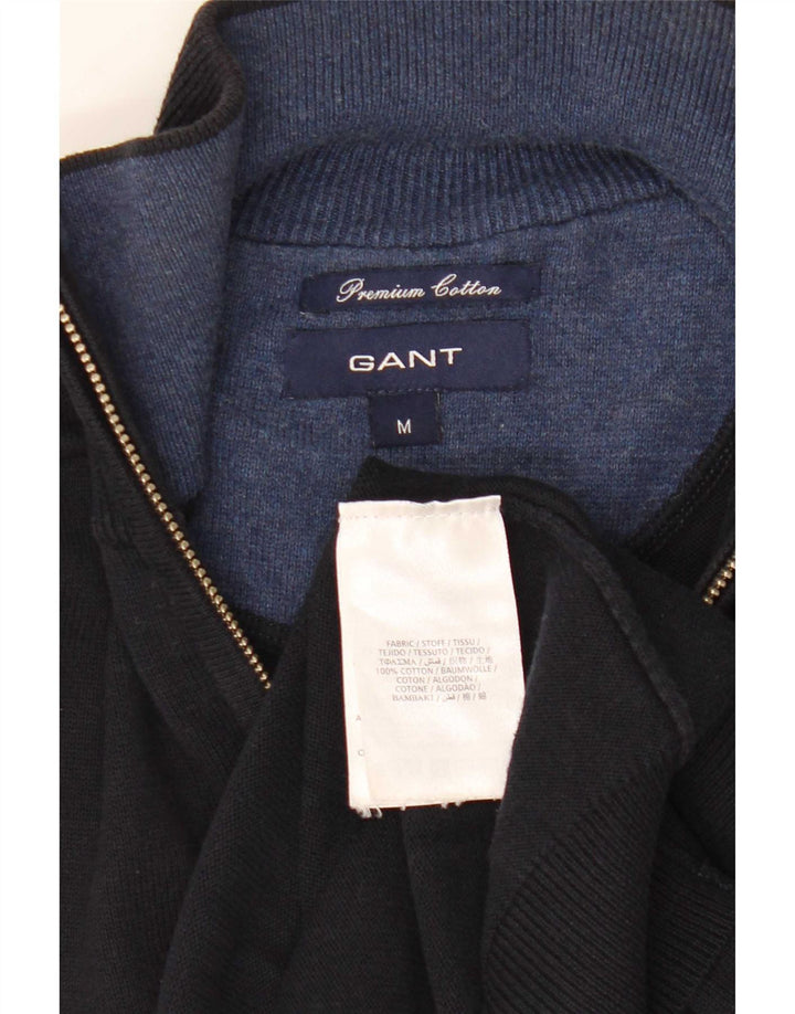 Gant Herre Zip Neck Jumper Sweater Medium Navy Blue Bomuld