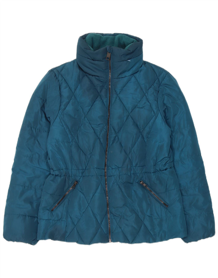 Marks & Spencer Quiltet polstret jakke til kvinder UK 12 Medium Blue Polyester