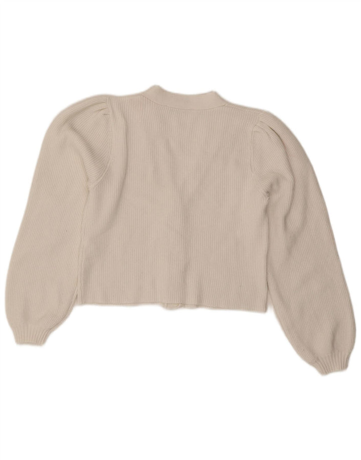 Zara Womens Crop Cardigan Sweater UK 10 Small White Viscose