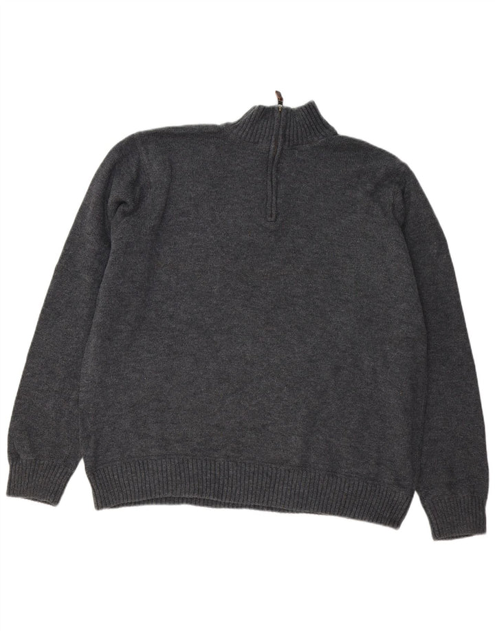 EDDIE BAUER Herre lynlås-hals sweater 2XL marineblå bomuld