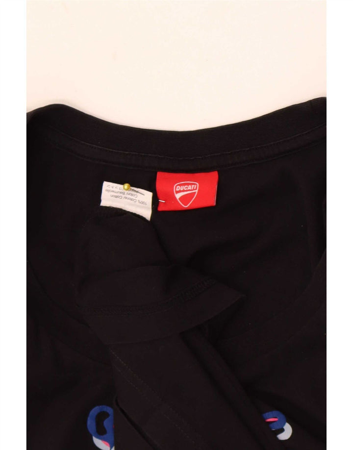 Ducati Dame Grafisk T-Shirt Top UK 12 Medium Sort Bomuld