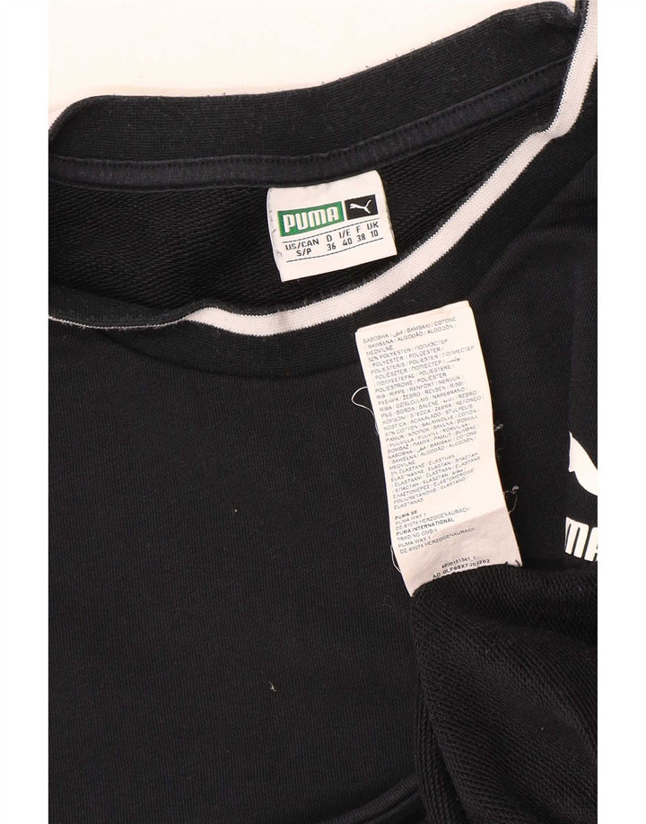 Puma Dame Oversized Crop Graphic Sweatshirt Jumper UK 10 Small Black