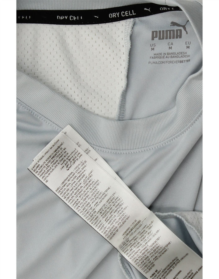 PUMA Mens T-Shirt Top Medium Blue Colourblock Polyester