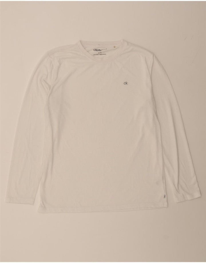 CALVIN KLEIN Mens Golf Top Long Sleeve XL White Polyester Vintage Calvin Klein and Second-Hand Calvin Klein from Messina Hembry 