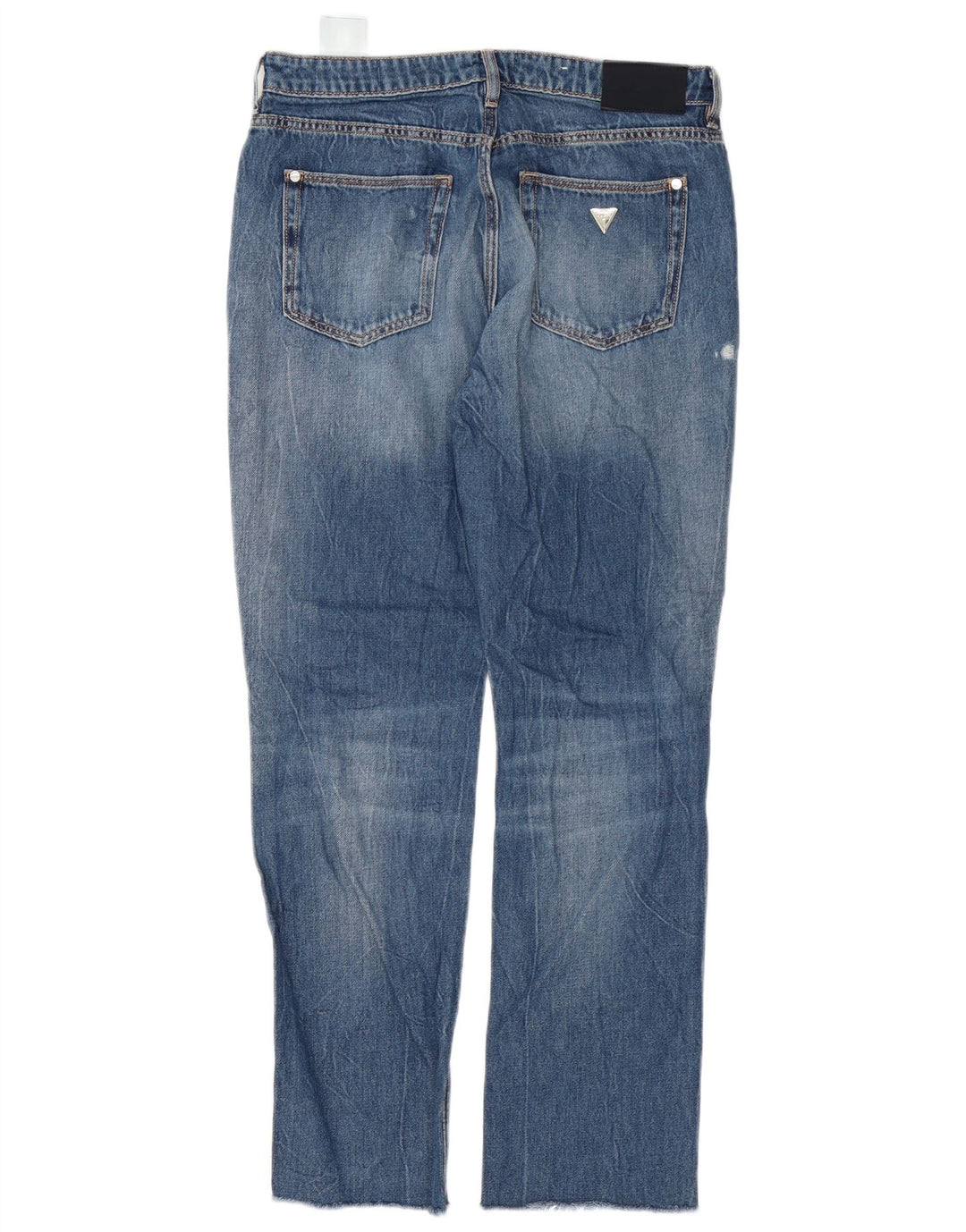Guess Dame Distressed Straight Jeans 29 L30 Blå Bomuld