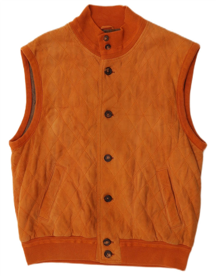 Mila Schon Herre Quiltet Gilet UK 38 Medium Orange