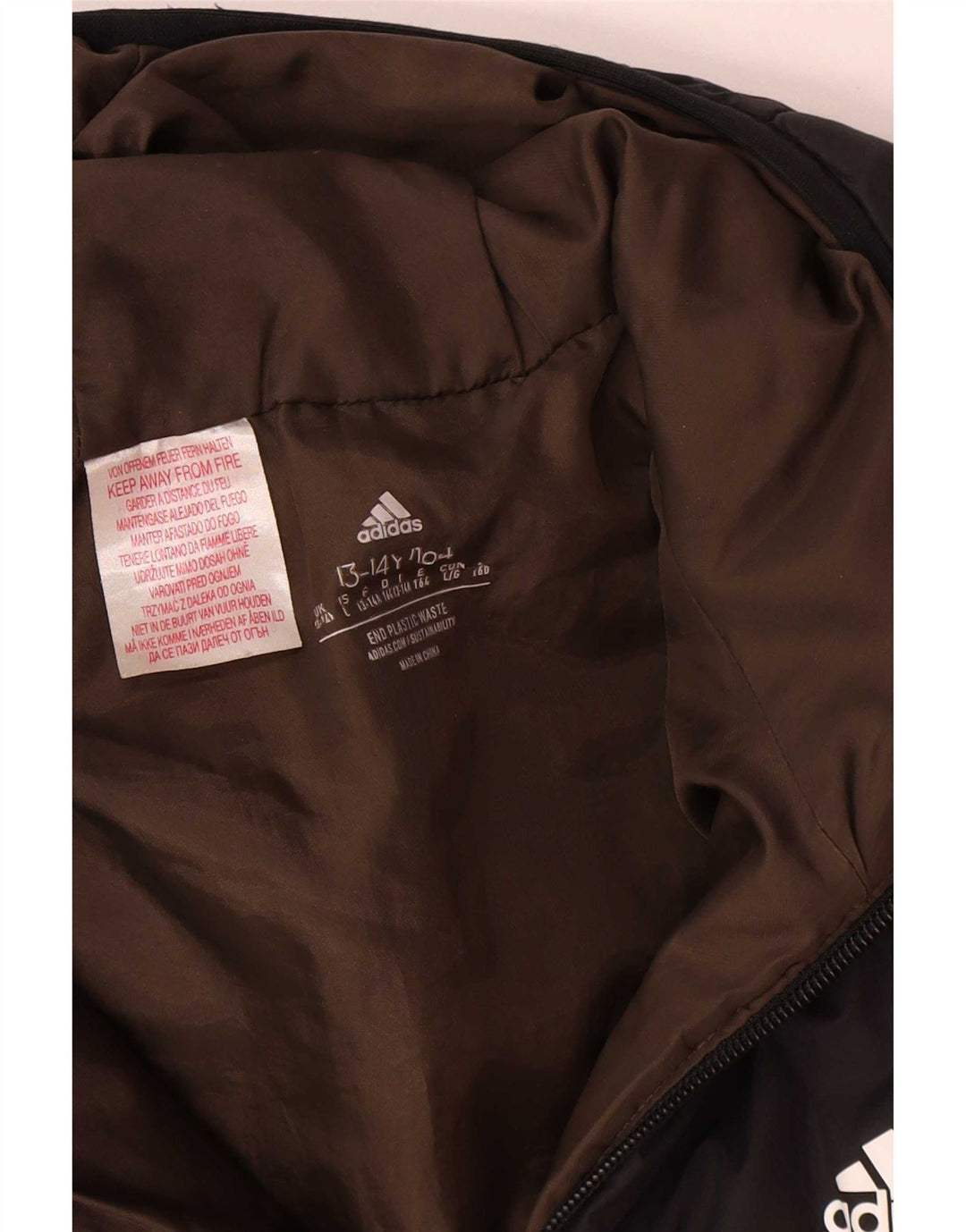 Adidas hættejakke til drenge 13-14 år Khaki Colourblock Polyester