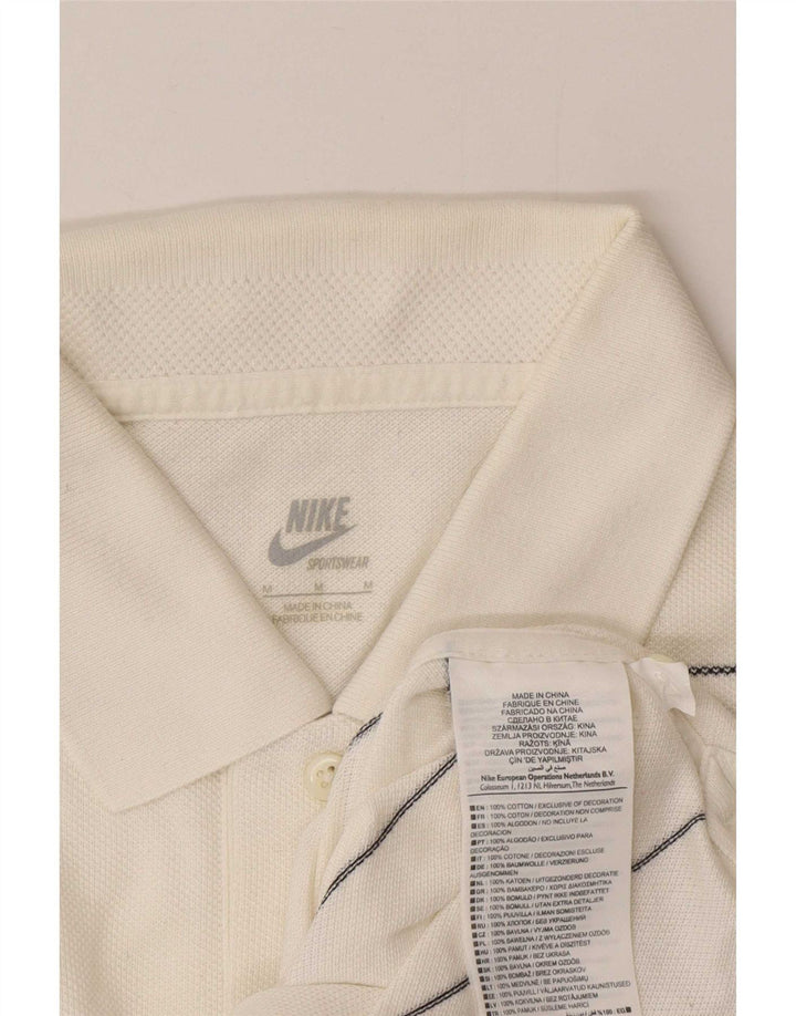Nike herre poloshirt Medium hvid stribet bomuld