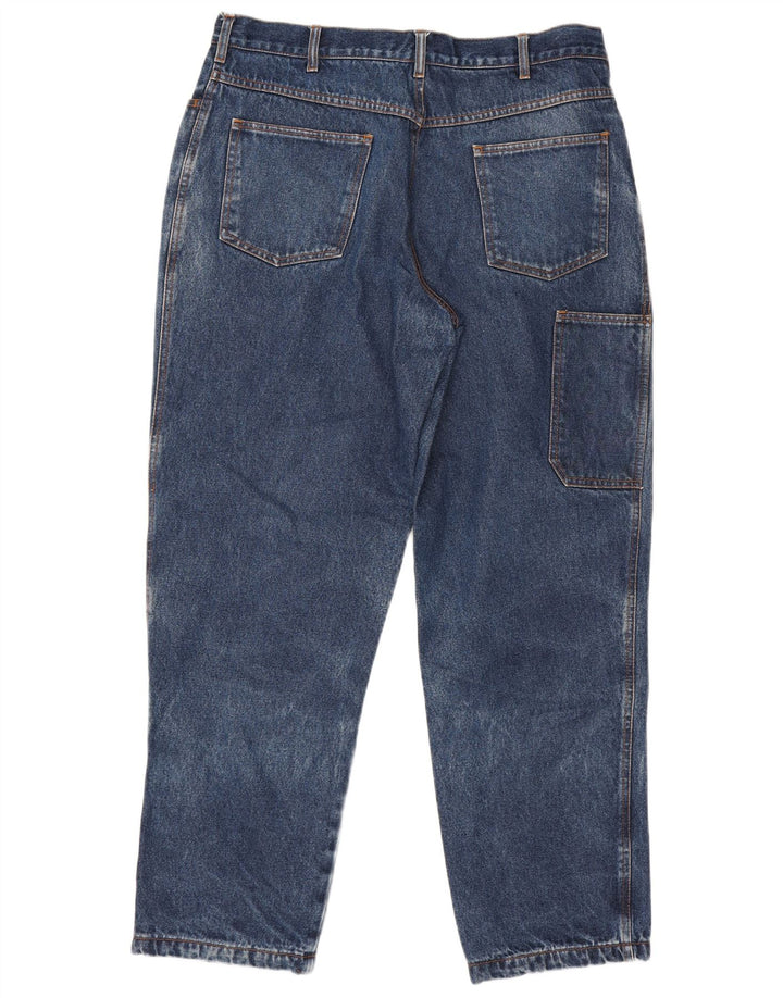 Vintage Herre Cargo Tapered Jeans W36 L31 Blå Bomuld