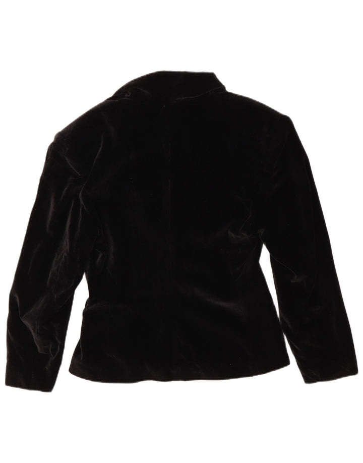 Vintage Dame Double Breasted Velvet Blazer Jacket UK 10 Small Black