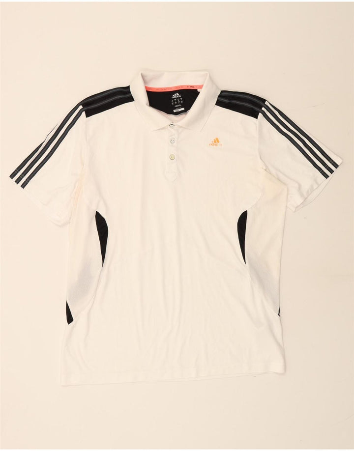 ADIDAS Herre Climacool Polo Shirt XL Hvid Colourblock Polyester