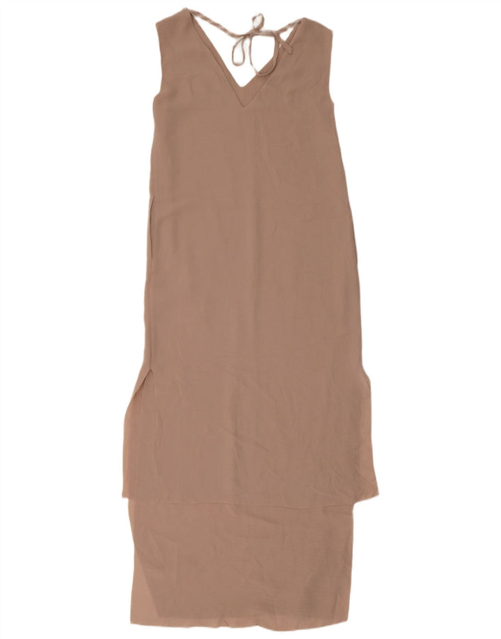 Cos Dame ærmeløs Maxikjole EU 34 XS Beige Polyester