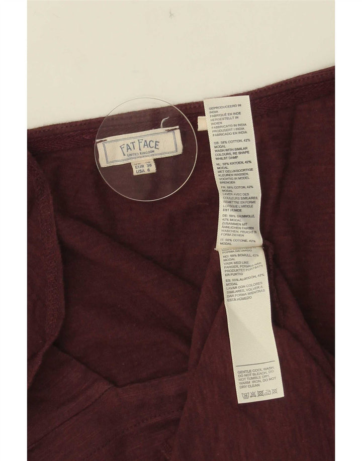 Fat Face Dame Bluse Top UK 10 Lille Bourgogne Bomuld
