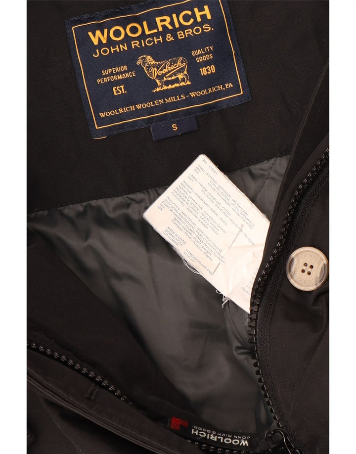 Woolrich Dame Hætte Polstret Frakke UK 10 Small Black Bomuld